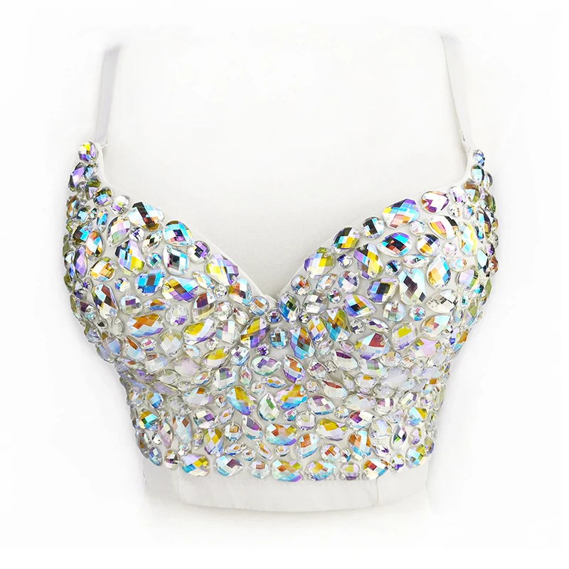 

Diamonds CropTop Women's Bustier Bra Shining Backless Bustier Sexy Festival Top Party Nightclub Vest Dance Costumes