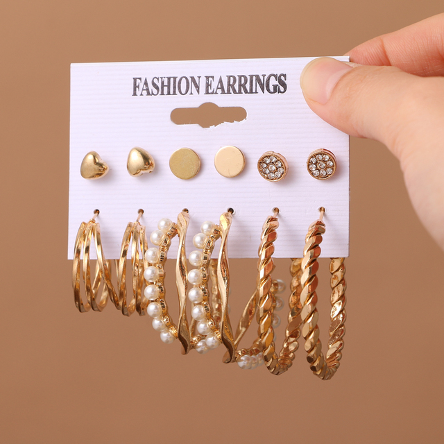 Butterfly Hoop Earring Set Women's Vintage Bohemian Acrylic Pearl Circle Alloy Drop Earrings Brincos Jewelry Gift