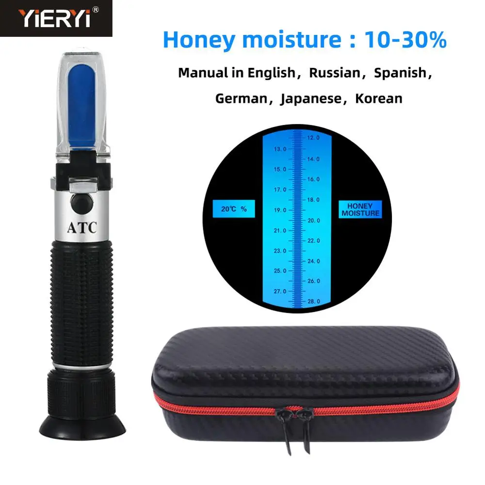 Yieryi Hand Held 10 30 Water Honey Refractometer With Calibration ATC