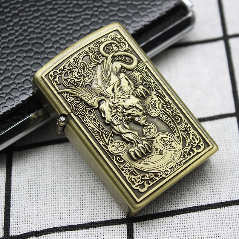 Butane Gas Lighter Retro Windproof Lighter Straight Inflatable Adjustable Flame Lighter Cigarette Smoking Accessories for Man