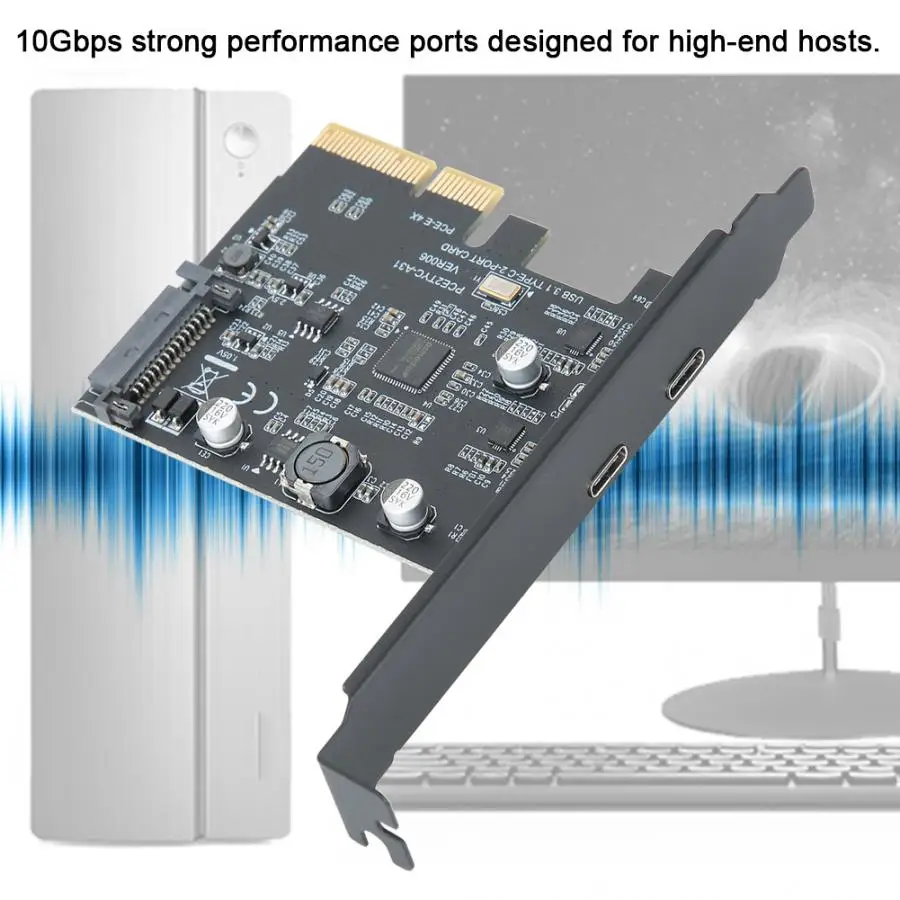USB3.1 10 Гбит/с TYPE-C двухпортовый Интерфейс адаптер расширения Riser Card для настольного компьютера