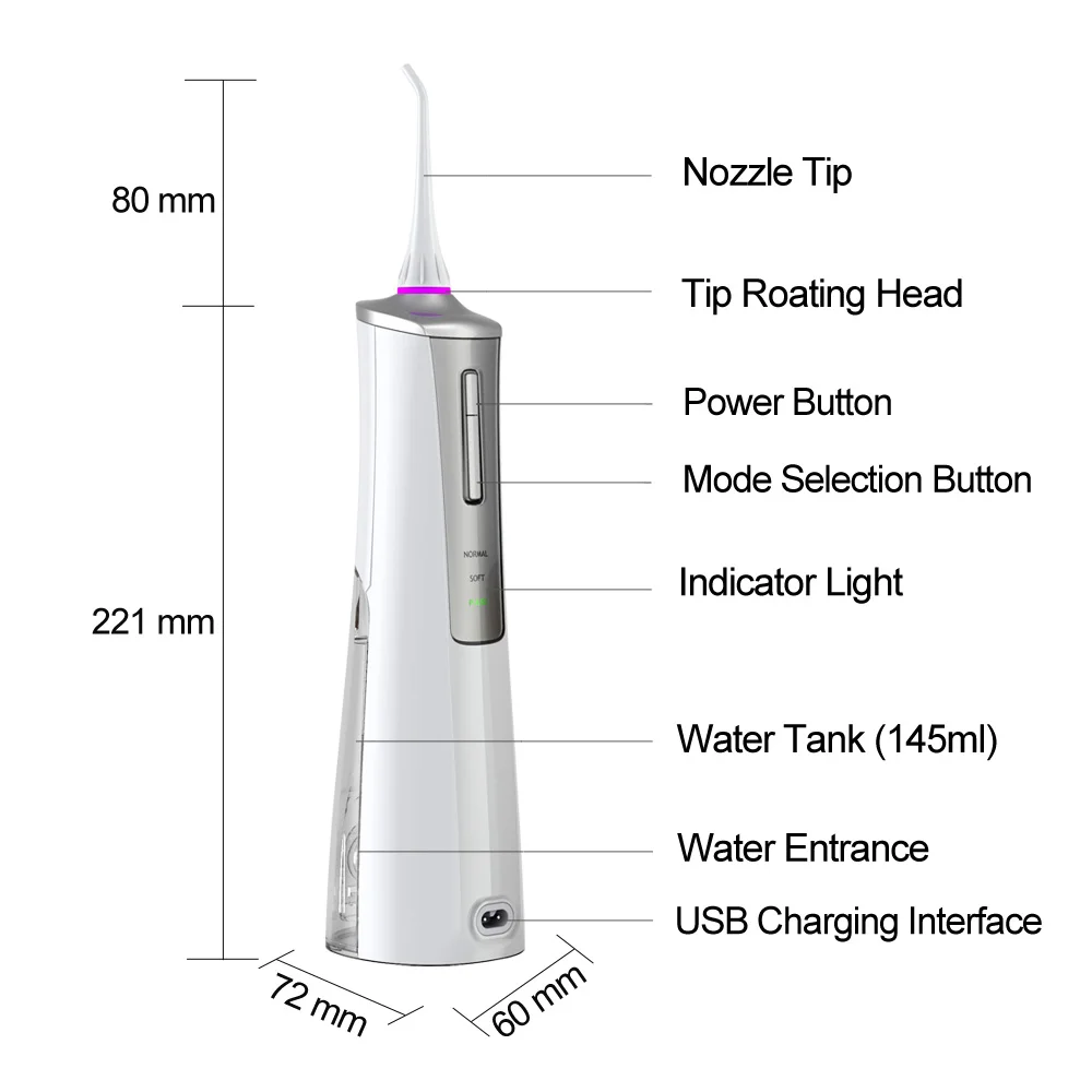 Портативный мощный ирригатор для полости рта Зубная водяная нить чистки зубов