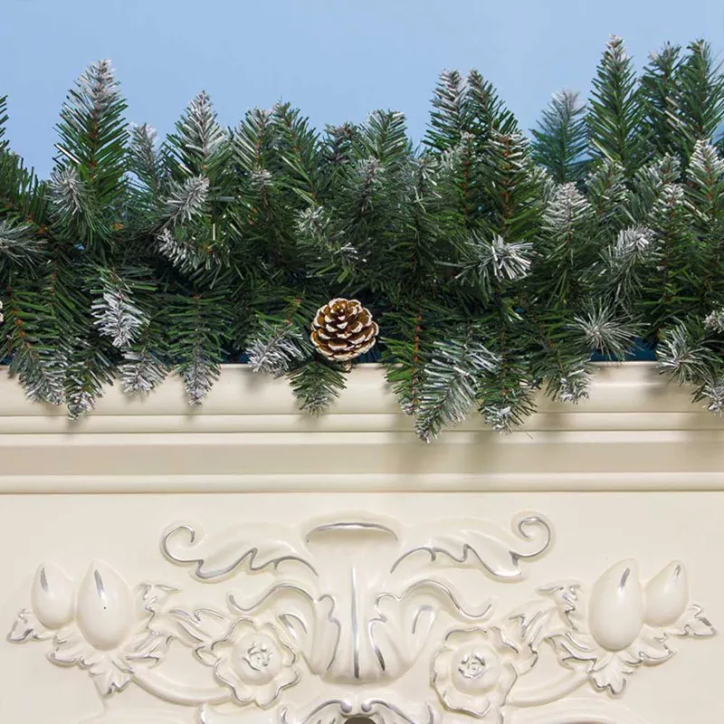 Christmas Decorations Spray White PVC Christmas Rattan 2.7 M Christmas Doors And Windows Pine Cone DIY Decoration
