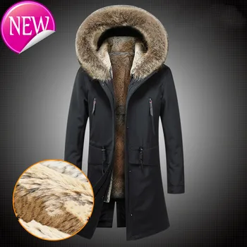 Billig Mantel Echtpelz MĂ€nner NatĂŒrliche Kaninchen Pelz Liner WaschbĂ€ren Pelz Kragen Mit Kapuze Parka Warme Parka Plus GröĂe Winter Mantel SP18D2656E YY802