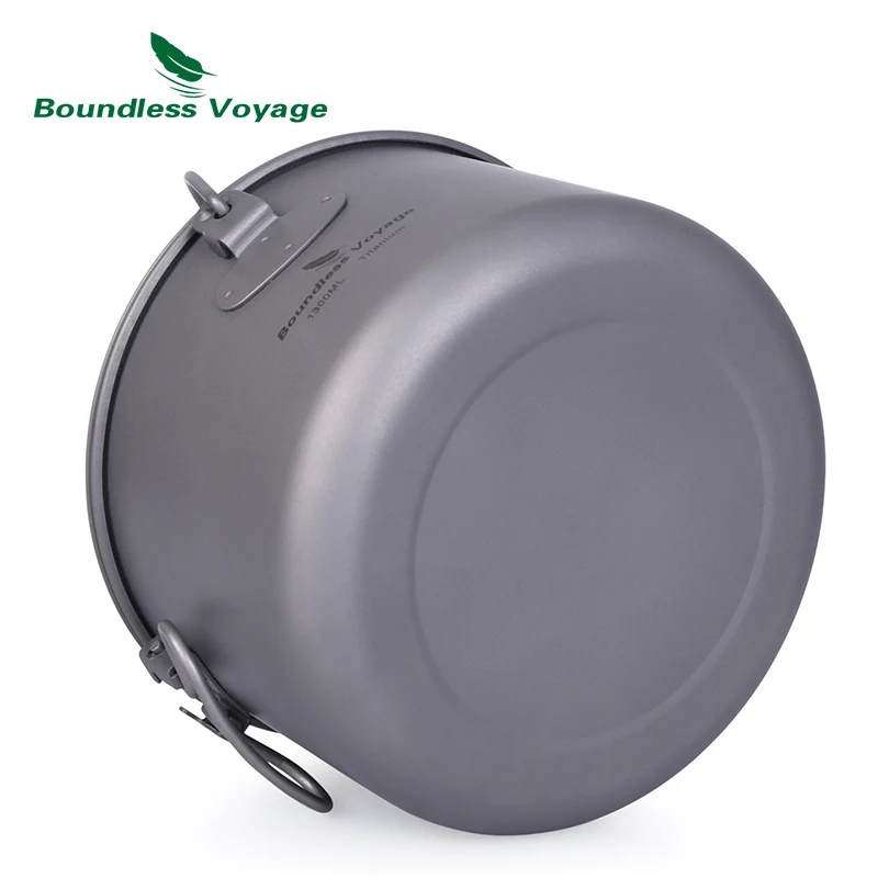  Boundless Voyage Titanium Hanging Pot with Side Handle Camping Picnic Hiking Portable Cookware Fold