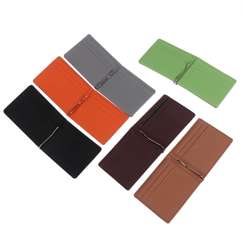 1PCS Money Clips Fashion Men Wallet Purse Ultrathin Slim Wallet Mini Leather Wallet ID Credit Card Cases