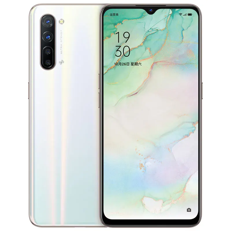 DHL Быстрая сотовый телефон Oppo Reno 3 5G MTK6873 6," 2400X1080 12 Гб ОЗУ 128 Гб ПЗУ МП 5 камер VOOC экран отпечатков пальцев