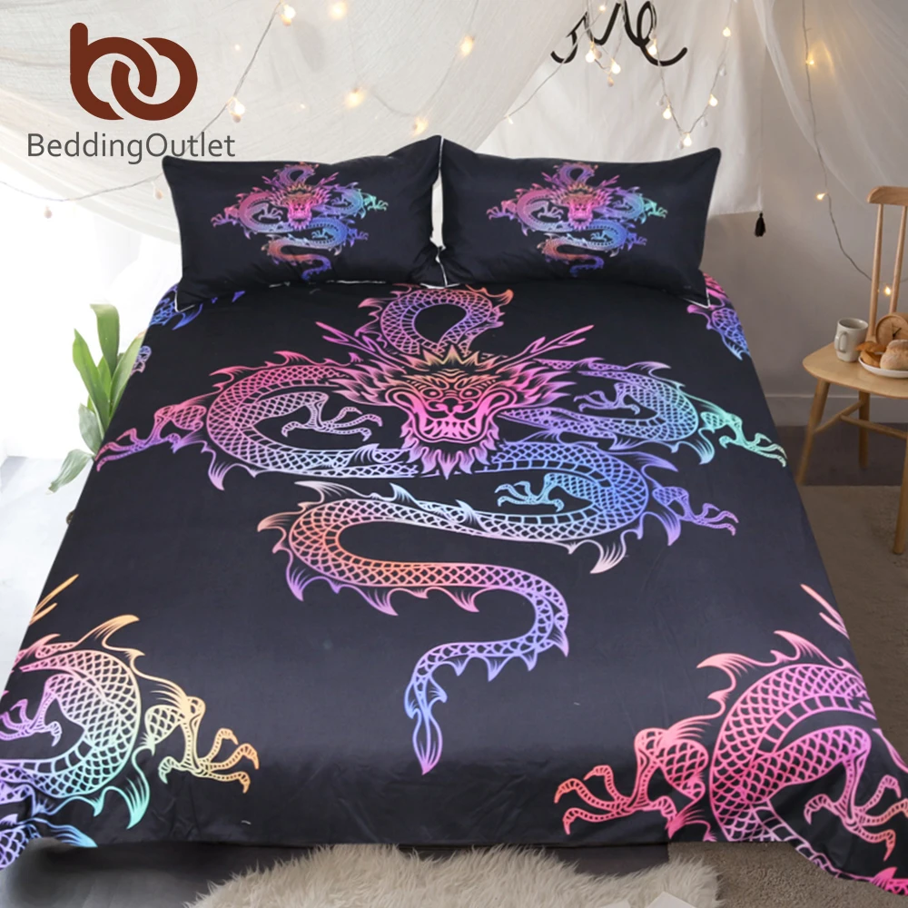 Beddingoutlet Flying Dragon Bedding Set King Colorful Duvet Cover
