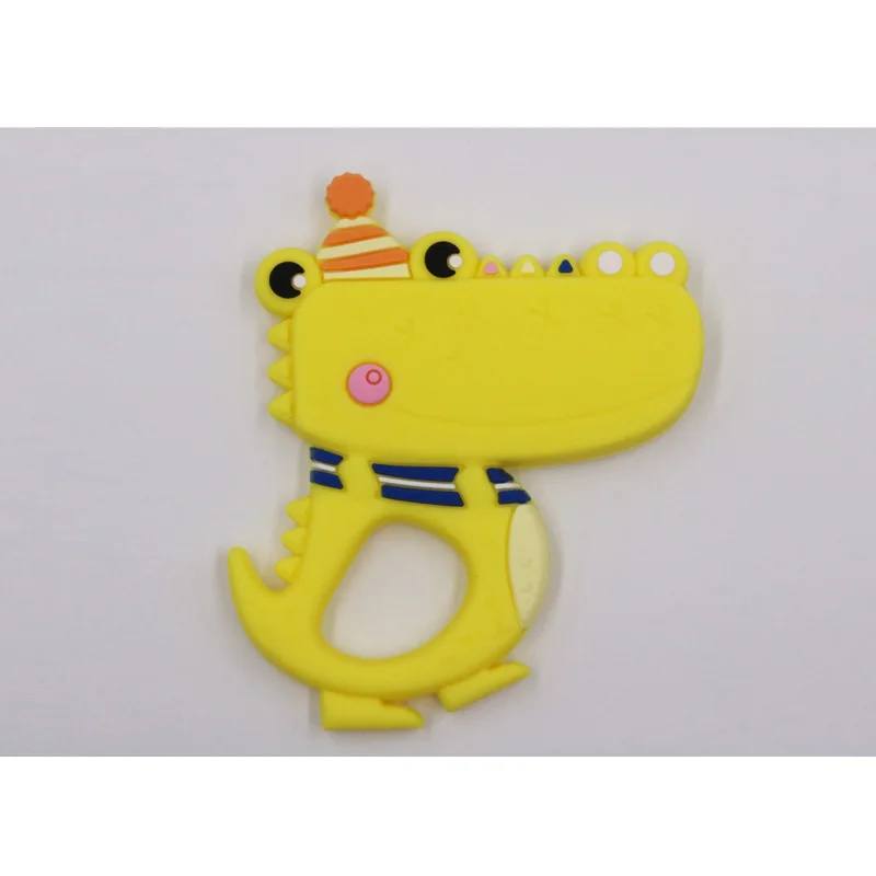 Детский силиконовый прорезыватель из дфп Бесплатный мультфильм Бегемот панда милый животное кулон в виде игрушки для режущихся зубов крокодил ожерелье аксессуары детские игрушки-жвачки - Цвет: Yellow