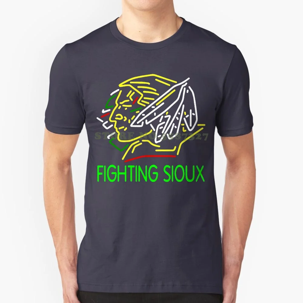 

Men's Fighting Sioux T Shirt Men T Shirt Print Cotton Short Sleeve T Shirt