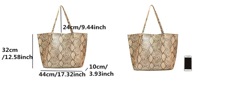 Дизайнерская сумка, женская сумка, змеиный принт, сумка на плечо, бахрома, сумки на плечо, большая Вместительная женская сумка, большая женская кожаная сумка