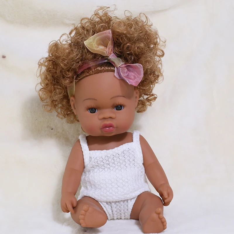35CM American Reborn Black Baby Doll Bath Play Full Silicone Vinyl Baby Dolls Lifelike Newborn Baby Doll Toy Girl Christmas Gift 9