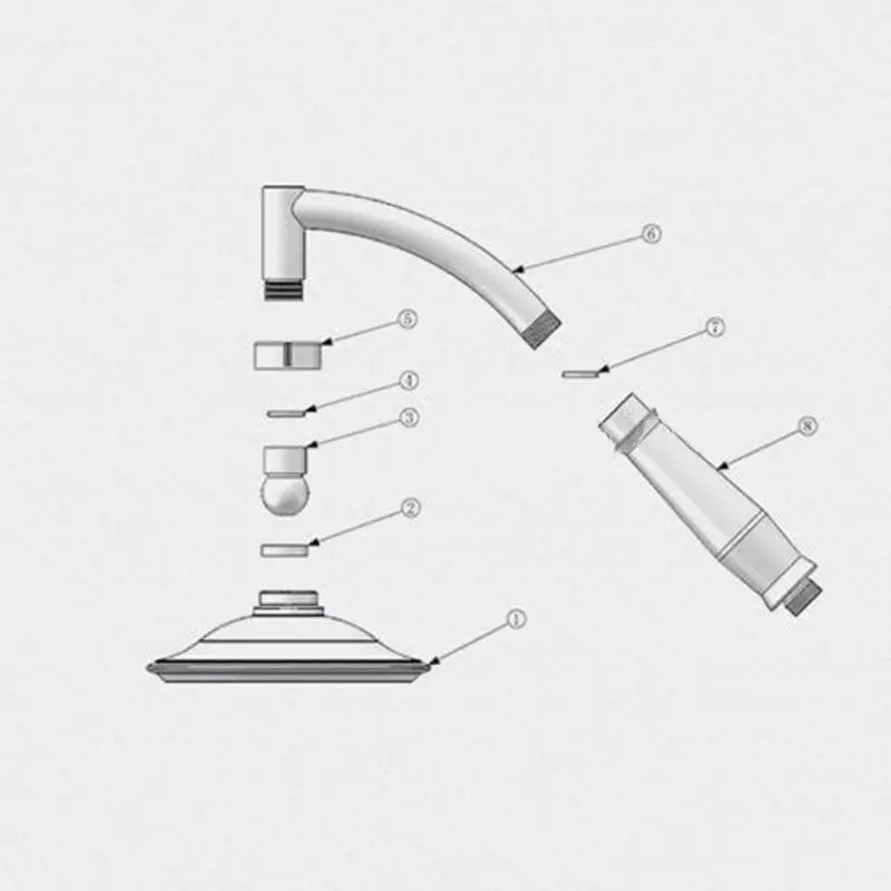 

ABS Chrome Square Rotatable Top Rain Water Saving Pressurized Shower For Bath Shower Head Wall Mounted Extension Arm Shower Head