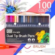Высокое качество 120 цветов двойной тонкий кончик кисти художественные маркеры ручки школьные принадлежности для рисования комикс и дизайн