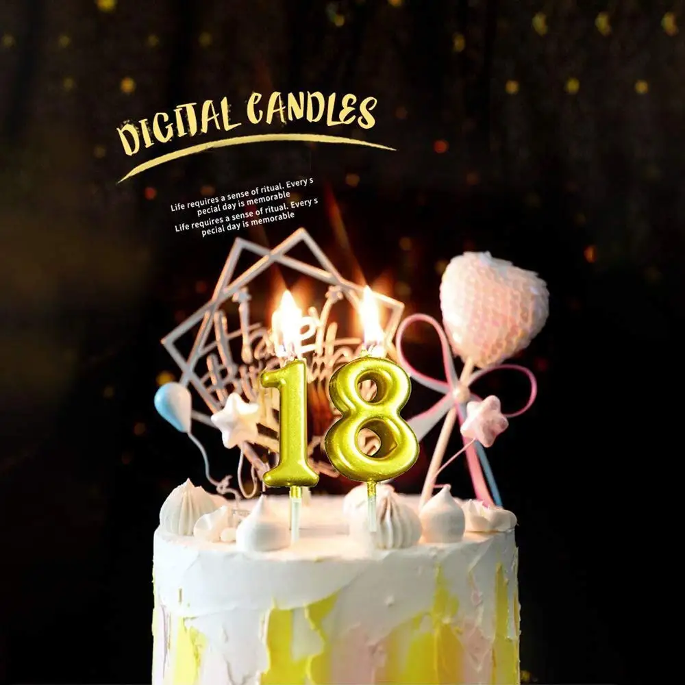 Gold 5 Number Candle Birthday Anniversary Party Cake Decorations Topper