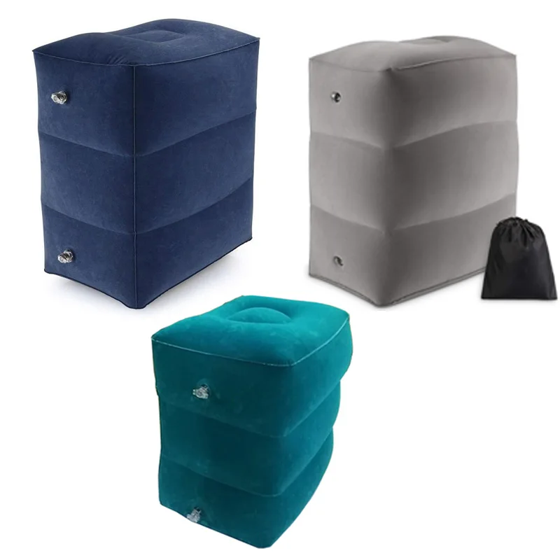 PVC niños vuelo dormir almohada reposapiés descansando almohada avión coche autobús almohada inflable de viaje de pie resto almohada pie Pad