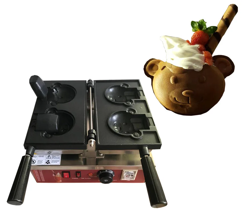196 model bear 110 V/220 V мороженое тайяки машина 2 шт/плиты рыбные конусы производитель - Цвет: 196 model bear