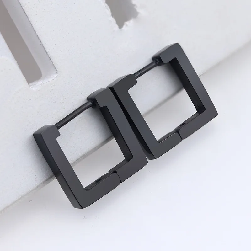 Fashion Personality Geometric Triangle Square Star Heart U Shape Hoop Earrings Men Women Stainless Steel Punk Piercing Jewelry