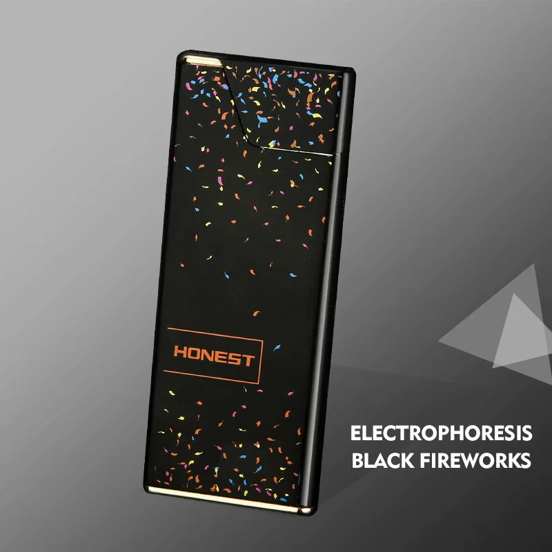 Усовершенствованная Автоматическая Индукционная Зажигалка USB зарядка ветрозащитная Электронная зажигалка ультратонкая Вольфрамовая Зажигалка гаджет - Цвет: Black fireworks