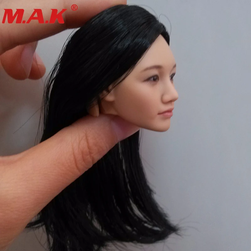 1:6 Scale Female Girl Lady Black Long Hair Head Sculpt KM-38 Headplay Figure Model For 12'' Action Collection Doll | Игрушки и