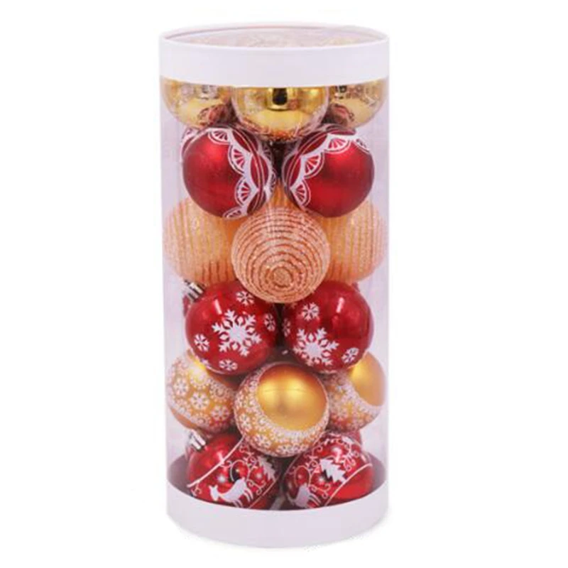

24Pcs Painted Mixed Christmas Tree Decor Balls Xmas Party Window Home Furnish Christmas Hanging Ball Ornament Decoration