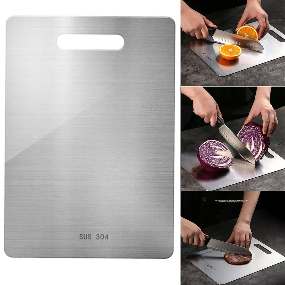 

304 Stainless Steel Chopping Board with Scale Anti-rust Antibacterial Durable Cutting Boards Dropshipping FAS