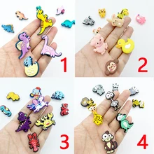 

10pc Cute Cartoon Animal Shoe Charms Buckle Dinosaur Lion Elephant Decoration Accessorie Shoe Croc JIBZ Kids Toy Xmas Party Gift
