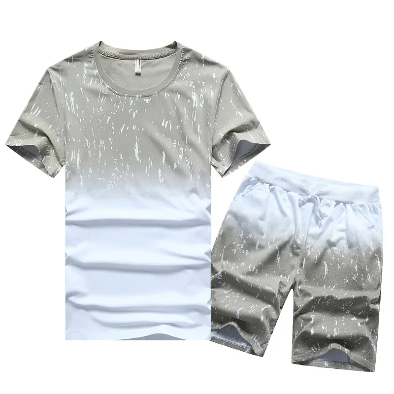 

Casual Male Clothing Summer Men Set Fitness Suit Sporting Suits Short Sleeve T Shirt + Shorts Quick Drying Men's Running Sets