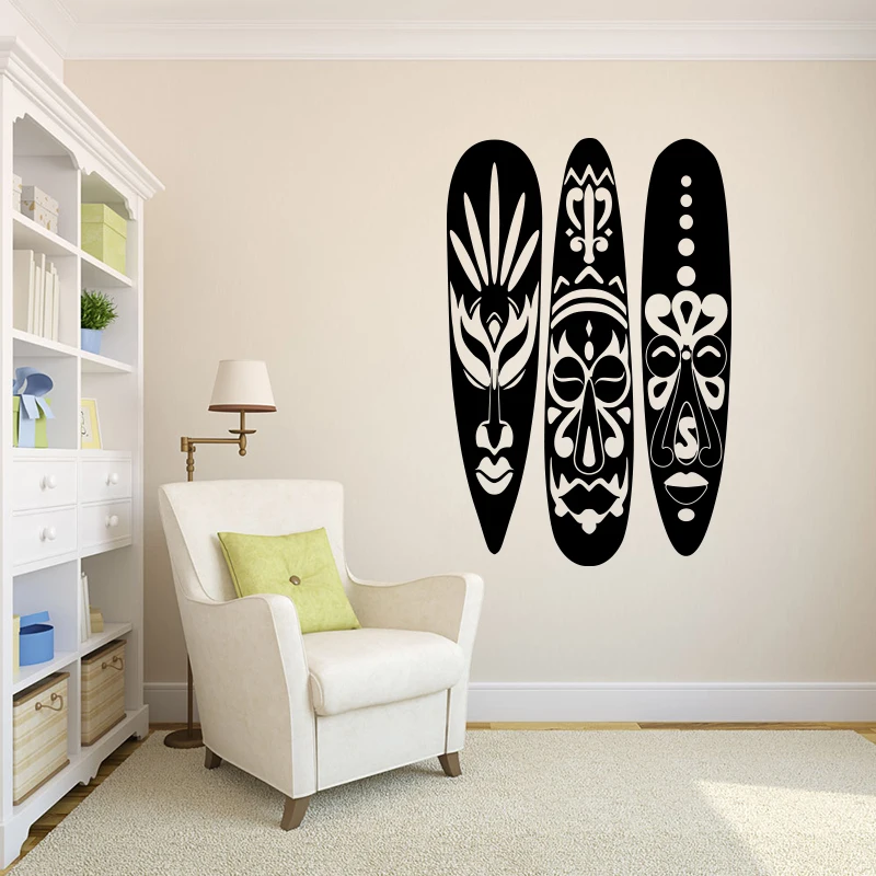 Modern African Masks Wall Sticker Kids Room Living Room African Masks Surfboard Wall Decal Bedroom Vinyl Decor (2)