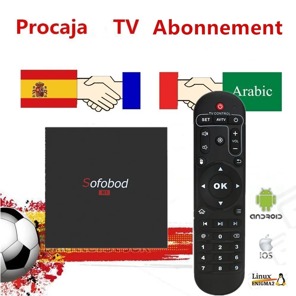 Sofobod ТВ приставка поддержка PROCAJA IPTV испанский Abonnement Android 7 1 Испания Франция