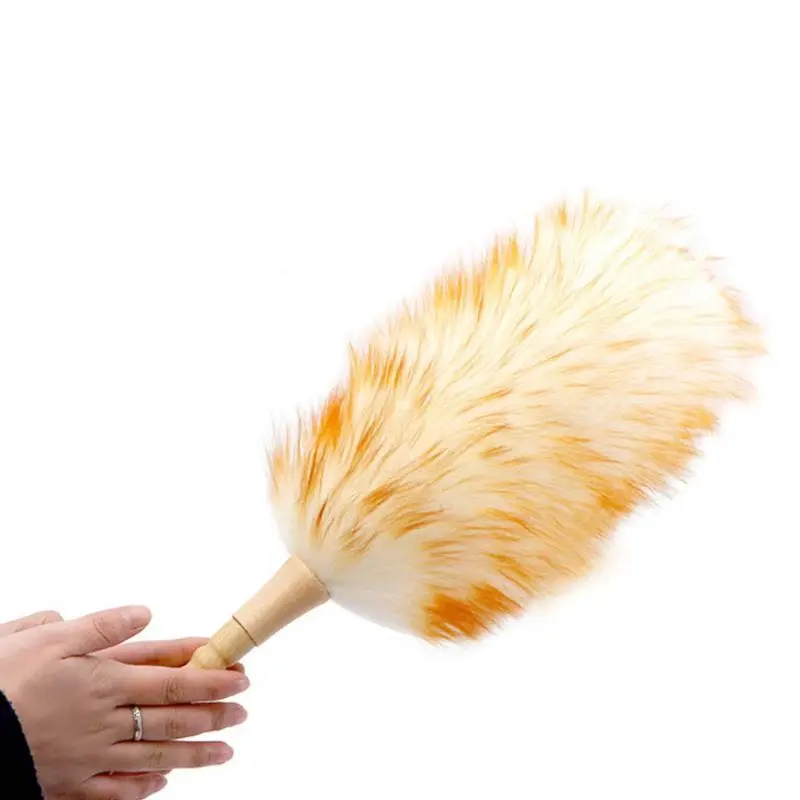 Long Wooden Handle Wool Duster Household Dust Mites Soft Non-static  Furniture Lambswool Brush Dusting Cleaning Duster Dust Room - AliExpress