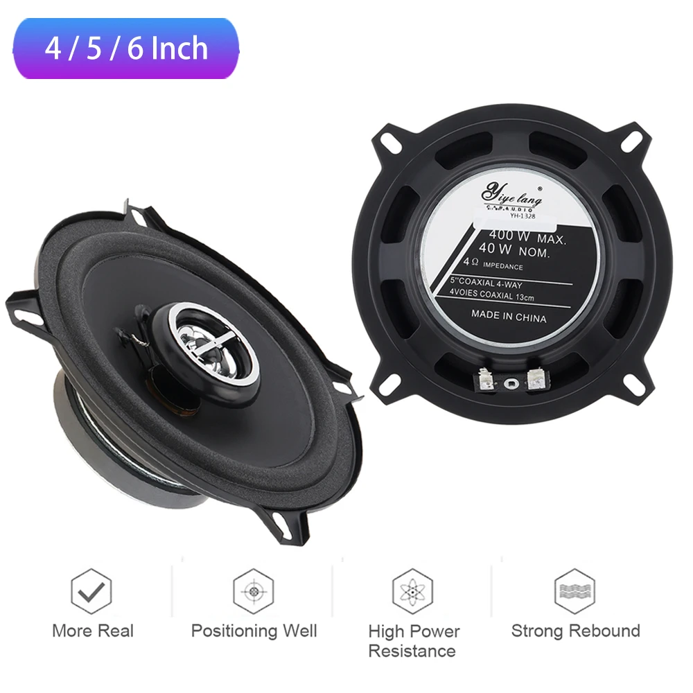 2pcs 4 5 6 Inch Car Coaxial Speaker Universal Full Range Frequency HiFi Audio Stereo Speakers for Car Auto Loudspeakers