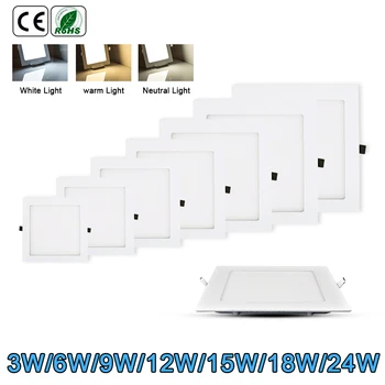 

Slim Square Flat Ceiling Lamp LED Flush Mount Ceiling Light Panel Light Fixture For Balcony Living Room 85-265V New