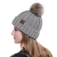 Новинка, модные шапки Skullies Beanies, зимние шапки для женщин, толстая вязаная теплая шапка, женская меховая шапка с помпонами, шапка для девочек