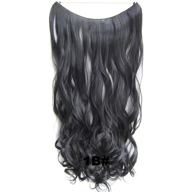 24inch 50grams 100grams Synthetic Hair Extension Gradual Color Brown Gray Blonde String Halo Hairpieces Extensions 100g-1B-wavy