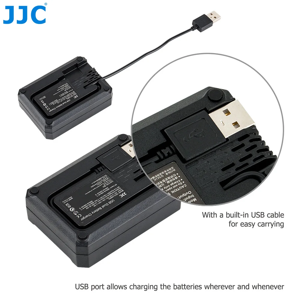 JJC Adaptateur USB double chargeur de batterie pour appareil photo numérique FUJIFILM GFX 100 GFX 50R GFX 50S pour Fujifilm NP-T125 Batterie remplacement pour Fuji BC-T125 chargeur batterie 