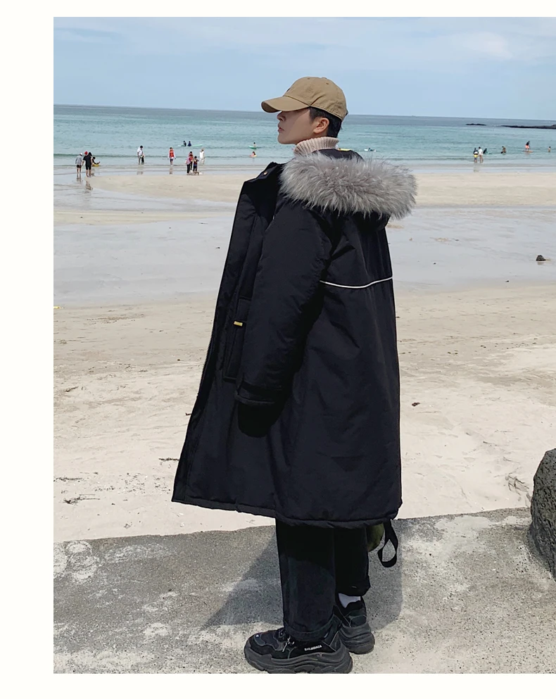 LEGIBLE Long Parka Men Coats Winter Jacket Men Thicken Warm Fur Hooded Outwear Men Coat Long Casual Men's Winter Jackets