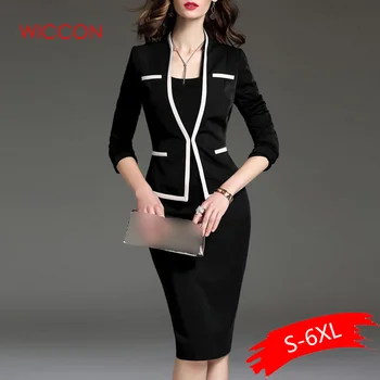 

Women Suits Bodycon Dress Jacket 2 Pieces Set Office Wear Jacket Dress 2020 Spring Autumn Female Dress Suits Plus Size 6XL