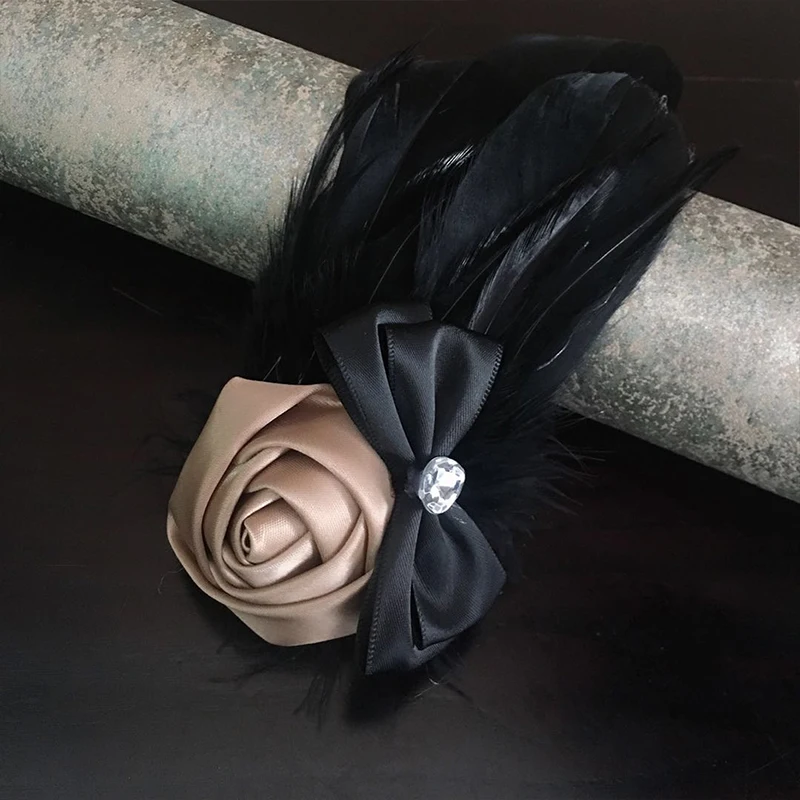 Мужской женский галстук лацкан булавка брошь бижутерия свадьба костюм рубашка куртка пальто Стразы перо броши в форме цветка розы корсаж - Цвет: No BOX Brooches
