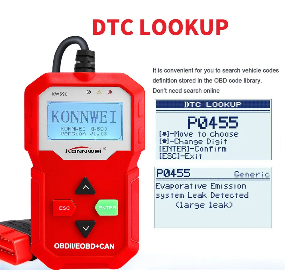 Универсальный KW590 OBD2 автоматический диагностический инструмент сканер черный OBD2 автомобильный диагностический инструмент ODB2 проверка двигателя автомобильный считыватель кодов