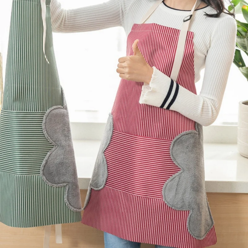 Drop Shipping Stripe Kitchen Apron Cooking Waterproof And Oil Proof Skirt Bibs Chef Home Cleaning Aprons Hairdresser Home Overal