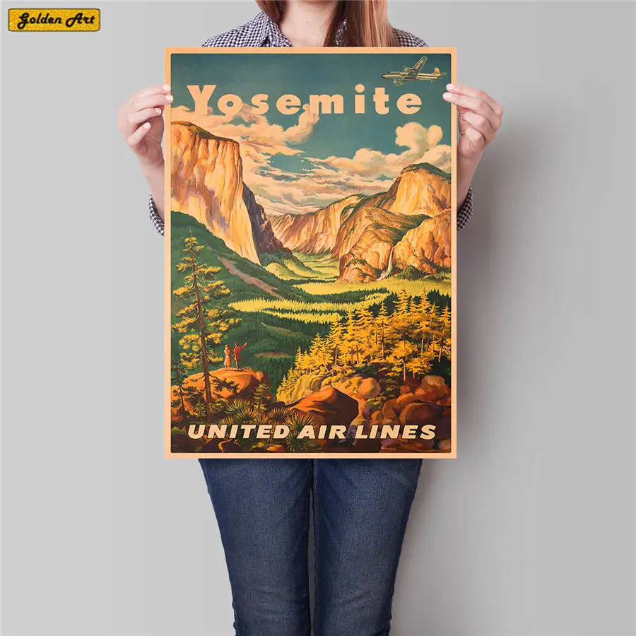 

City Travel Poster Hand Painted Tourist Attractions Vintage Kraft Paper Pub Cafe Bedroom Home Decor Wall Sticker 42x30cm