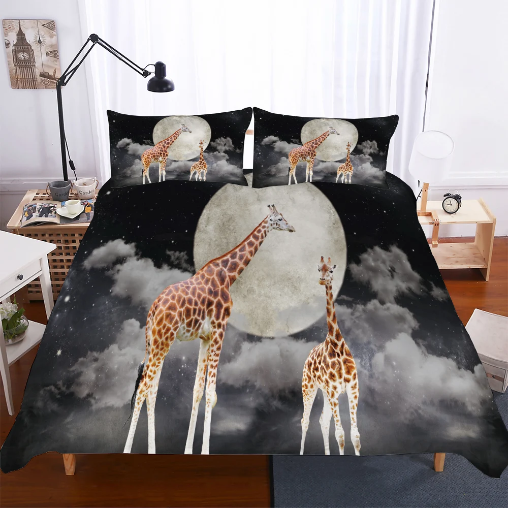 

BEST.WENSD Cute Forest deer duvet cover set cotton+pillowslip kid twin bedding set Quality Modern style home textile bedding set