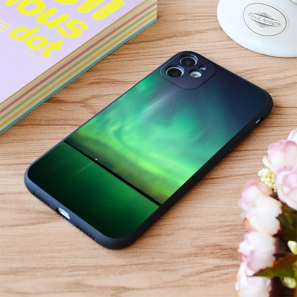 Чехол для iPhone с принтом Северное освещение над озером мягкий матовый чехол Apple 6 7 8