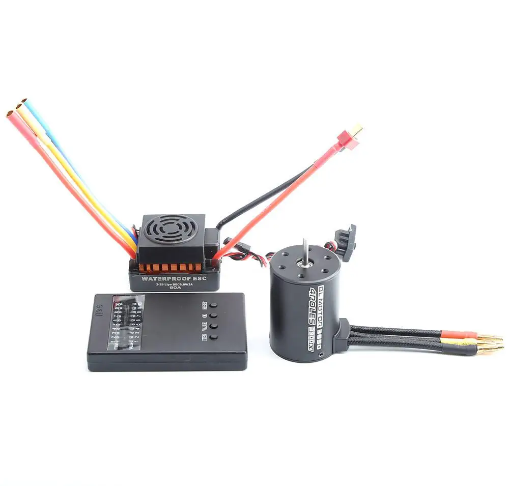 Kuulee Rc водонепроницаемый 3650 3900KV RC бесщеточный двигатель 60A ESC программист для 1/10 RC Автомобиль Грузовик Мотор Комплект - Цвет: Orange