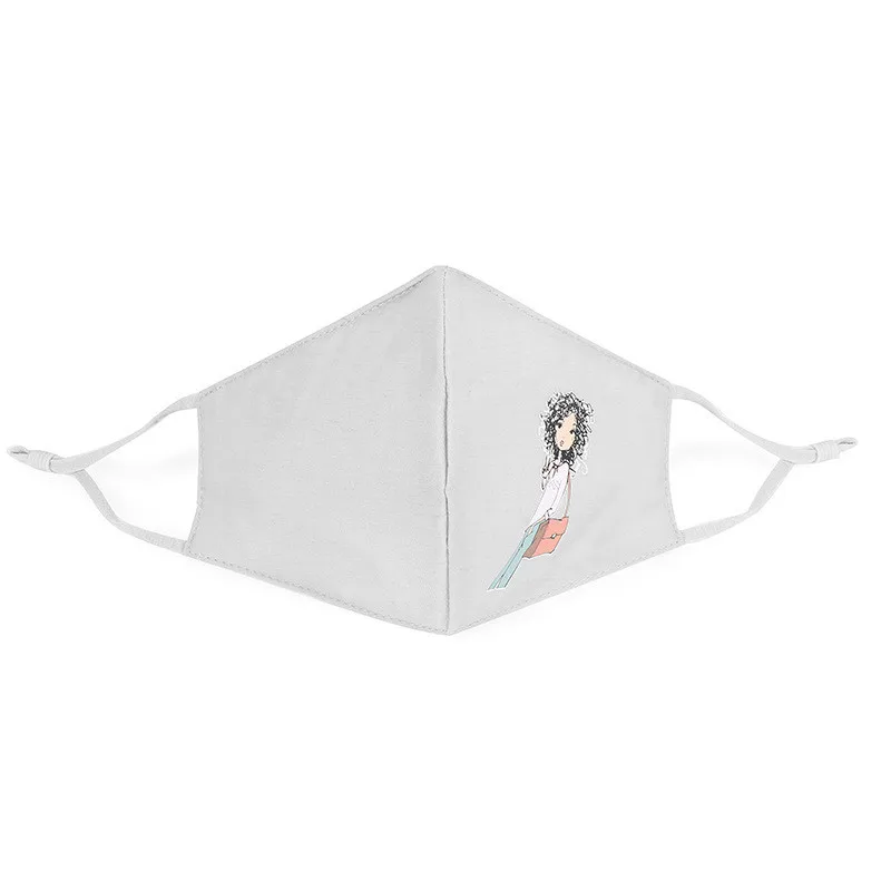 Korean Version Dust-Proof Warm Mask Female Autumn Winter New Cotton Dimensional Printing Cartoon Anti-PM2.5 Mask - Цвет: WHITE