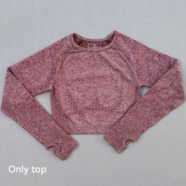Wine red top Новые цвета, 2 шт., энергетический бесшовный комплект для йоги, Женский комплект для тренировок, спортивная одежда для фитнеса, одежда для женщин, леггинсы для тренажерного зала, спортивная одежда - Цвет: Wine red top