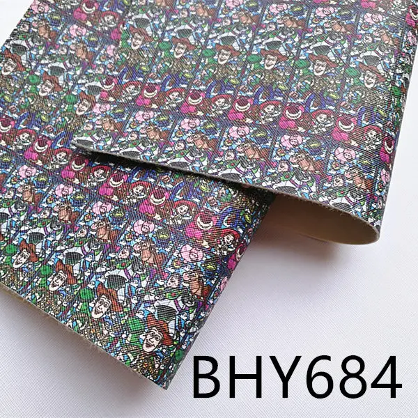 BHY684 20*33 см А4 мультфильм печать синтетическая кожа ткань для DIY аксессуары BHY667 - Цвет: BHY684