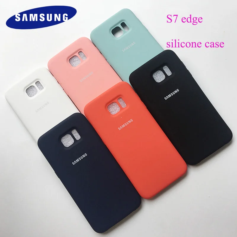 Чехол для samsung galaxy s7 edge s7edge, жидкий силиконовый чехол, шелковистый мягкий на ощупь защитный чехол на заднюю панель, противоударный и логотип
