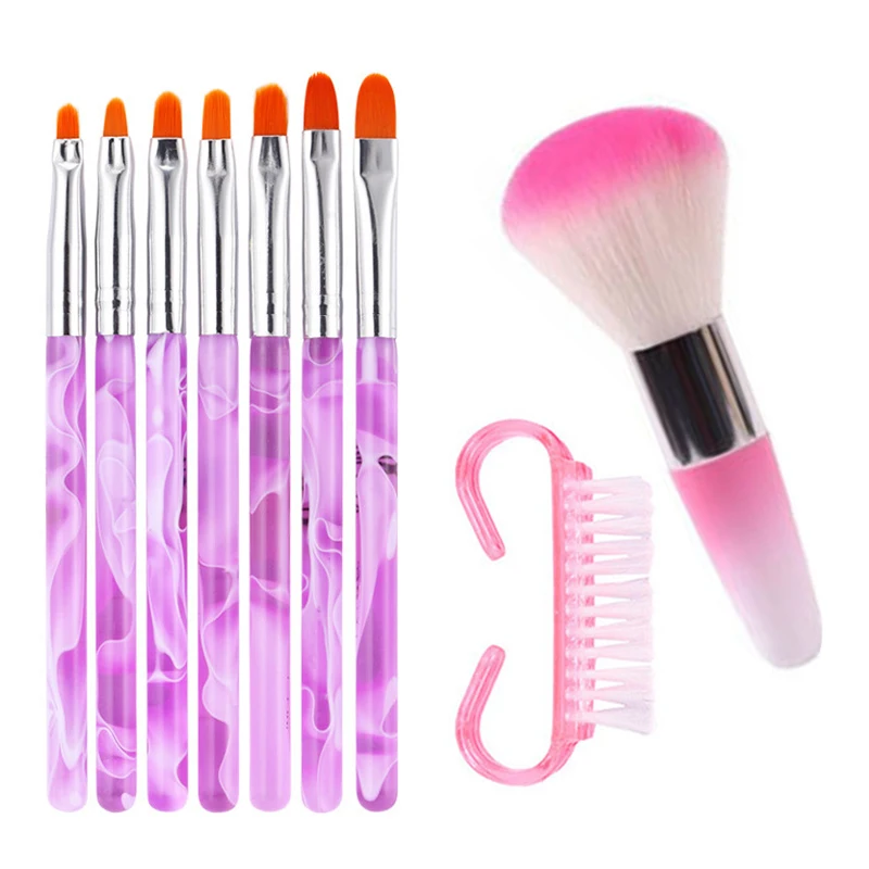 1Set DIY Nail Art Tools Nail Dotting Pen Acrylic Manicure Accesories Beads Rhinestone Picker Painting Nail Art Pen Brush Set - Цвет: Темно-серый